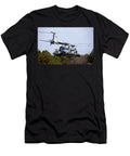 Two Navy Mh 60s Seahawk Helicopters and an Mq 8b Fire Scout Unmanned Aerial Vehicle Conduct Hover Ch Bahar Asar T-Shirt