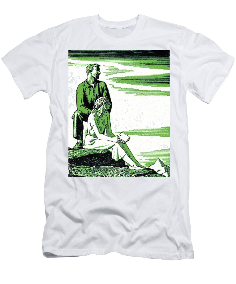 Two People Looking Toward the Horizon Csa Images T-Shirt