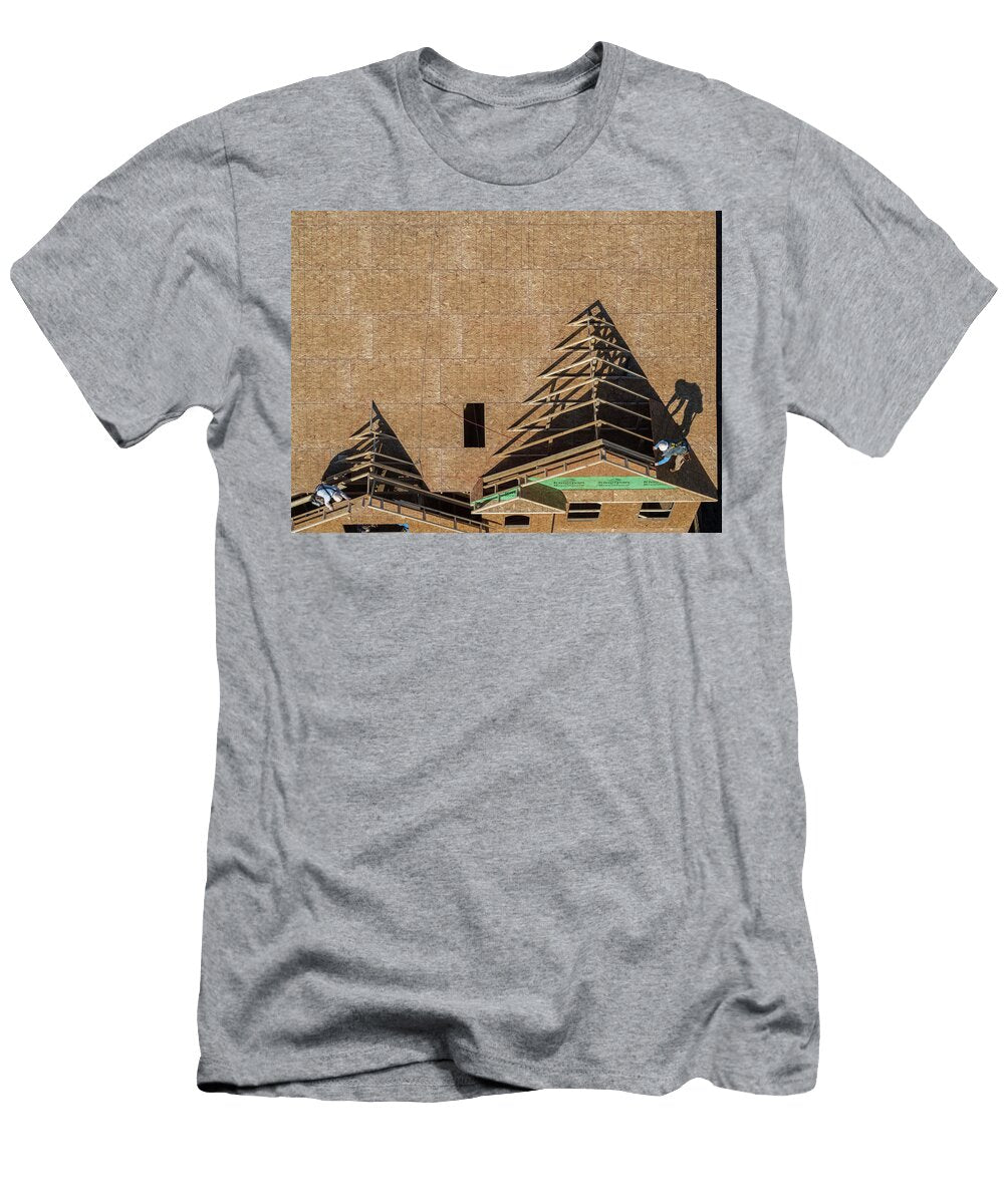 Two Workers Working on Top of House Peter Essick T-Shirt