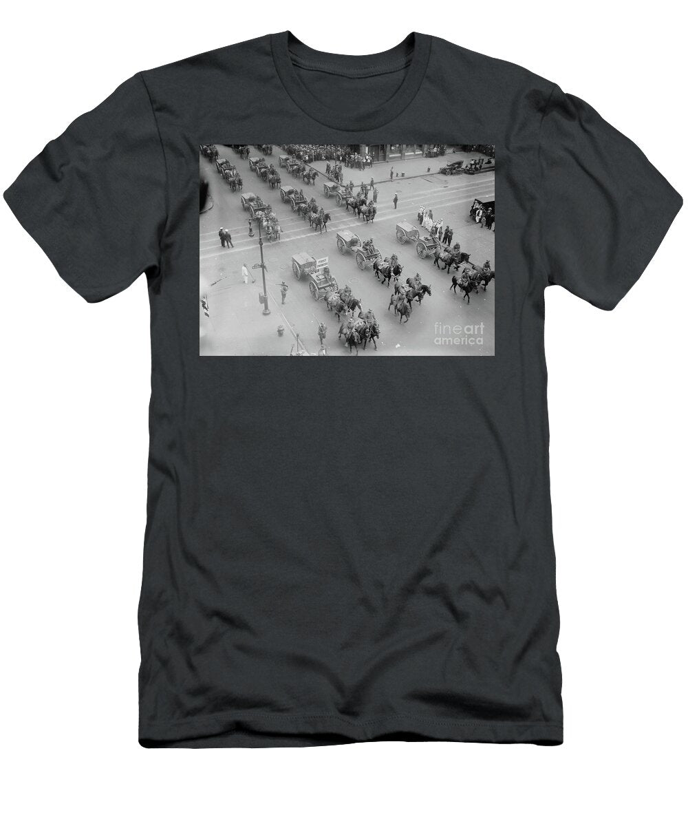 U S General John J Pershing on Horseback Leading World War I Veterans During Parade New York City 1919 Black and White Photo George Grantham Bain News Service Bain T-Shirt