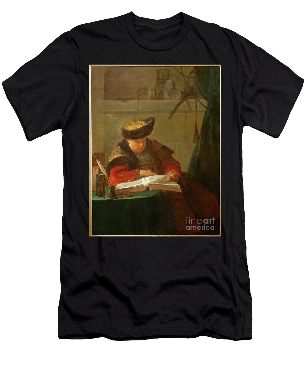 Un Chimiste Dans Son Laboratoire Dit Aussi Un Philosophe Occupee De Sa Lecture a Chemist in His Laboratory Jean Baptiste Simeon Chardin T-Shirt