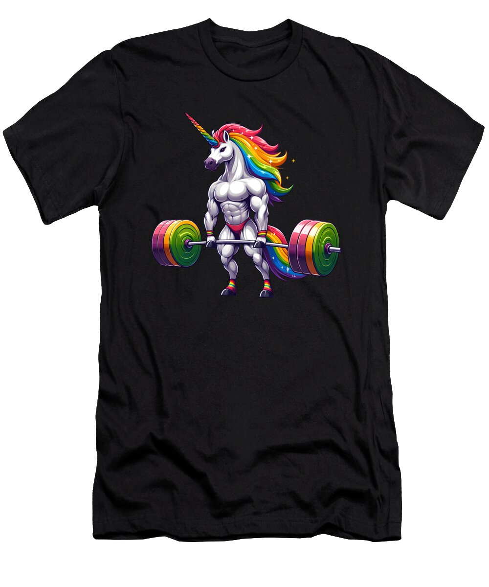 Unicorn Weightlifting Workout Gym Fitness Deadlift Job T-Shirt