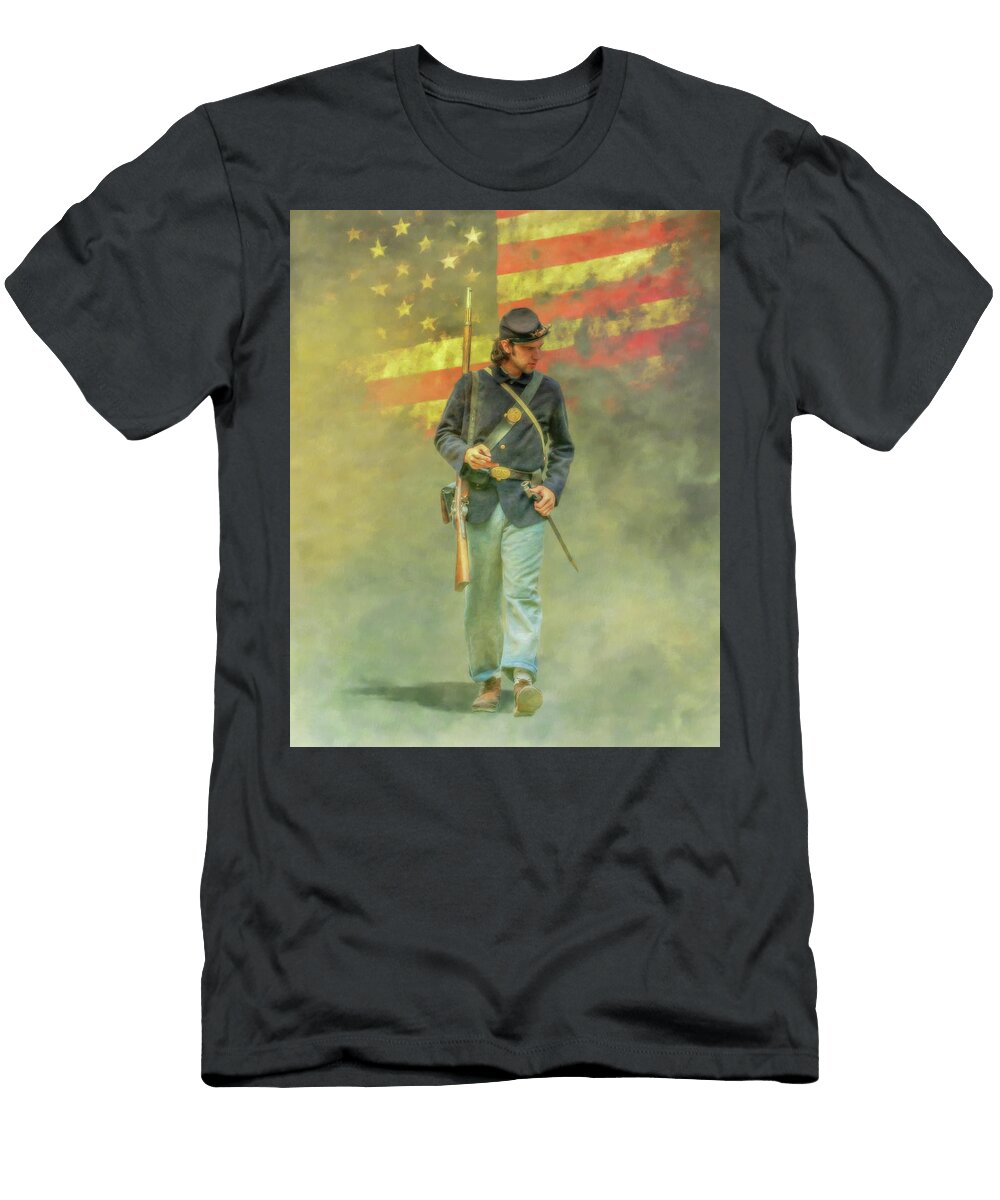 Union Soldier Flag Civil War Randy Steele T-Shirt