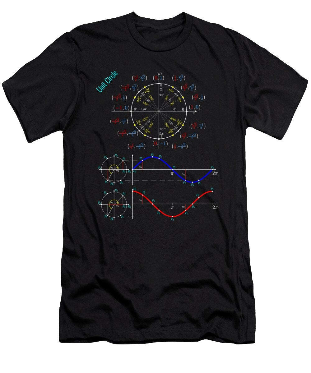 Unit Circle Trigonometry Pi Daniel Henciak T-Shirt