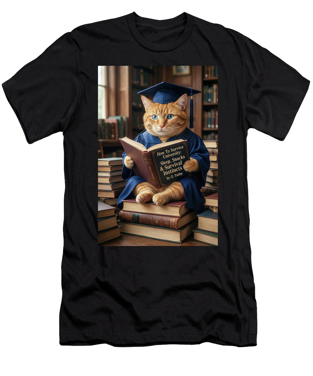 University Survival Cat in Graduation Gown Matthias Hauser T-Shirt