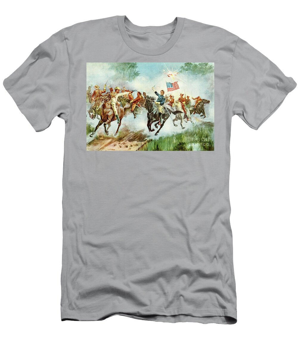 US Rough Riders Stampeding a Spanish Outpost in Cuba During the Spanish American War American School T-Shirt