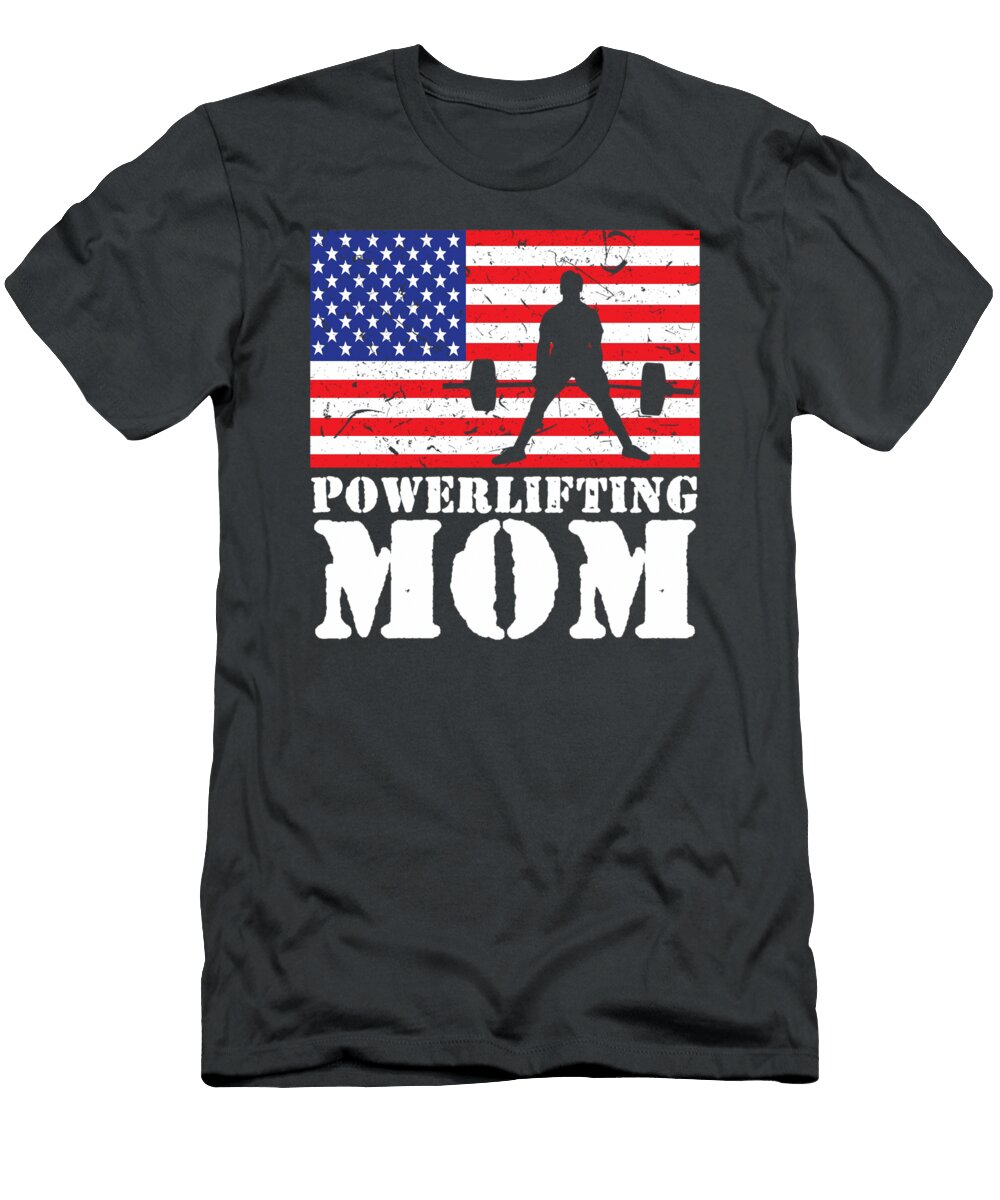 USA American Distressed Flag Powerlifting Mom Women for Her Lenny Alina T-Shirt