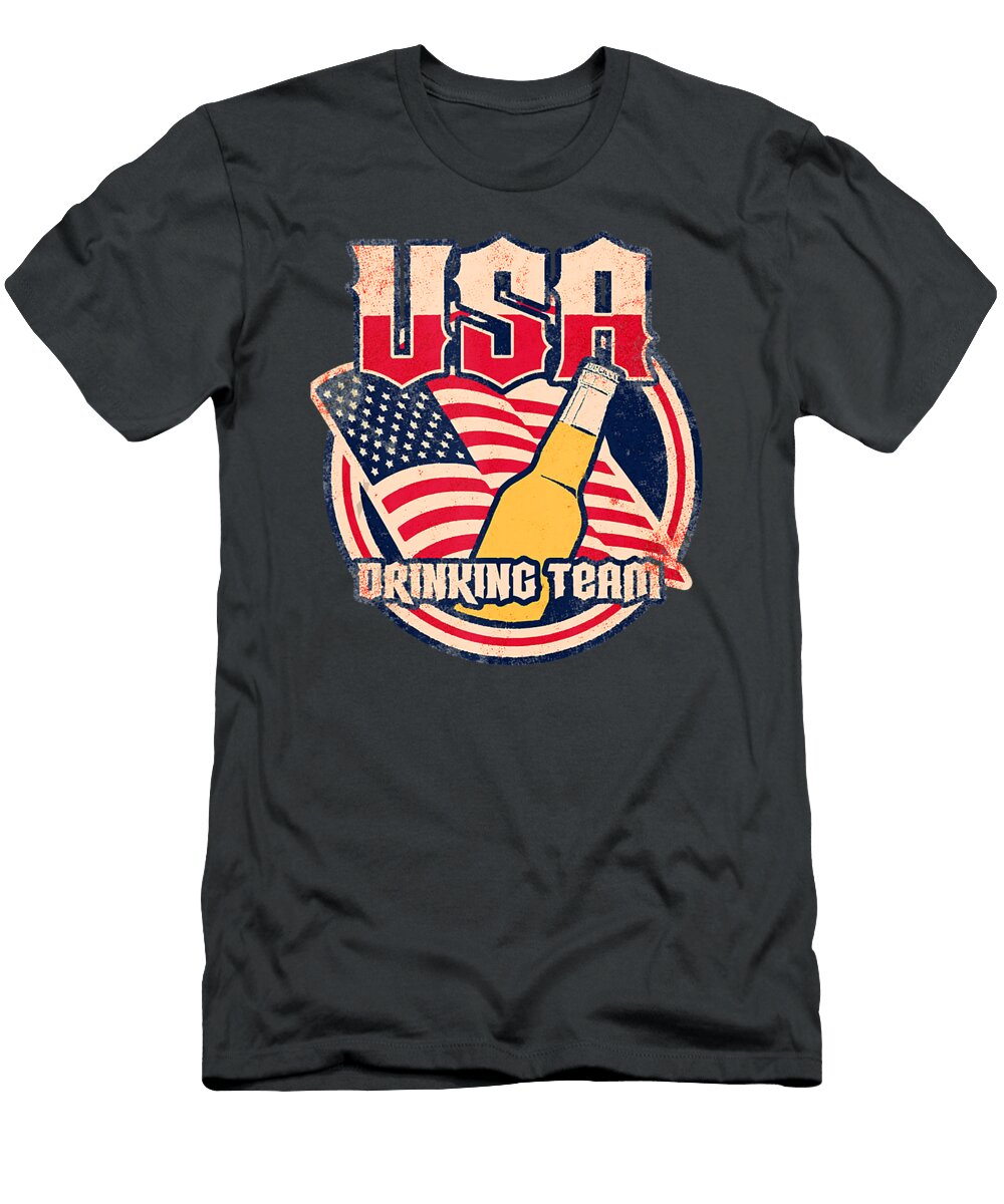 USA Drinking Team Funny Beer Party Vintage USA Flag Dinh Soan Duong T-Shirt