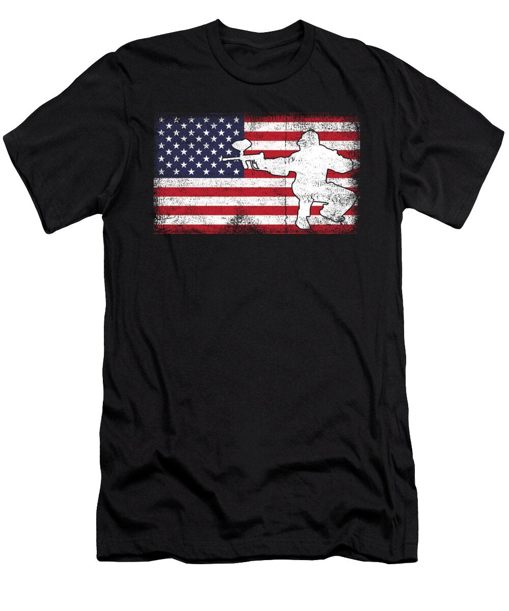 USA Flag Paintball Player Paintball Marker Gift Thomas Larch T-Shirt