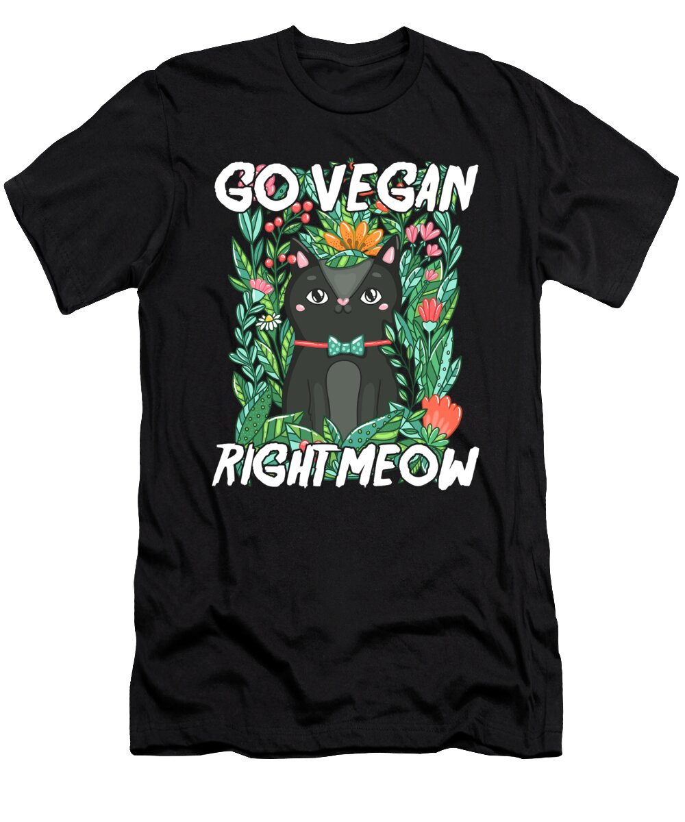 Veganism Healthy Food Vegetarian Foodie Gift Go Vegan Right Meow Thomas Larch T-Shirt