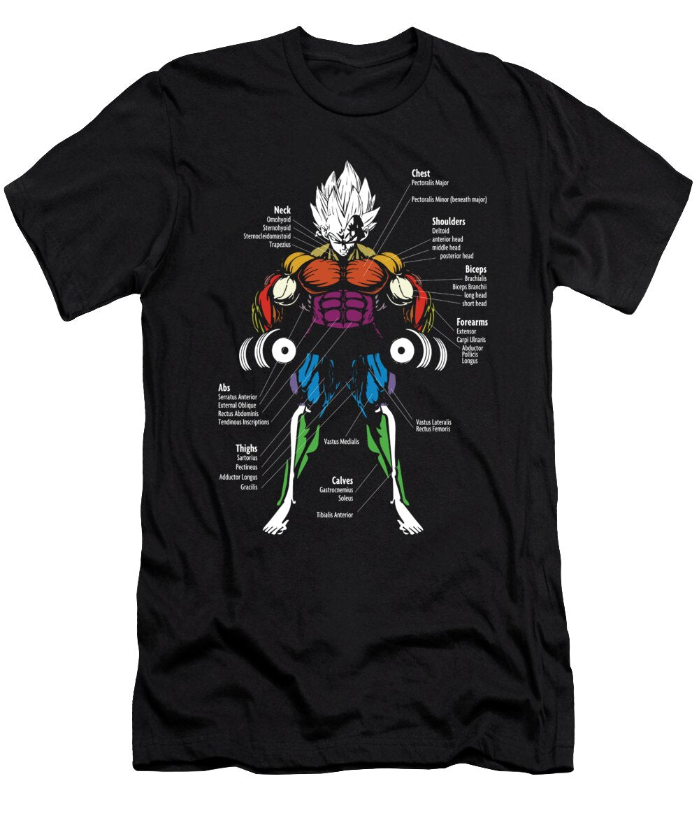 Vegeta Anatomy Muscle Chart Diagram Matthew Chan T-Shirt