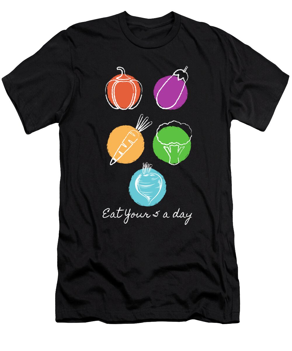 Vegetable Lover Gift Eat Your 5 a Day Vegan Gift Vegetarian Gift Kanig Designs T-Shirt