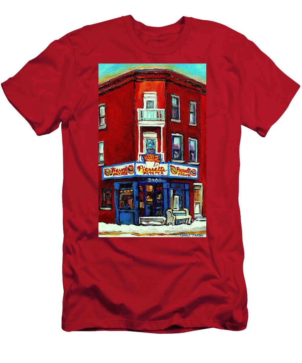 Verdun Landmarks Pierrette Patates Resto Cafe Deli Hot Dog Joint Historic Marquees Montreal Scene Carole Spandau T-Shirt