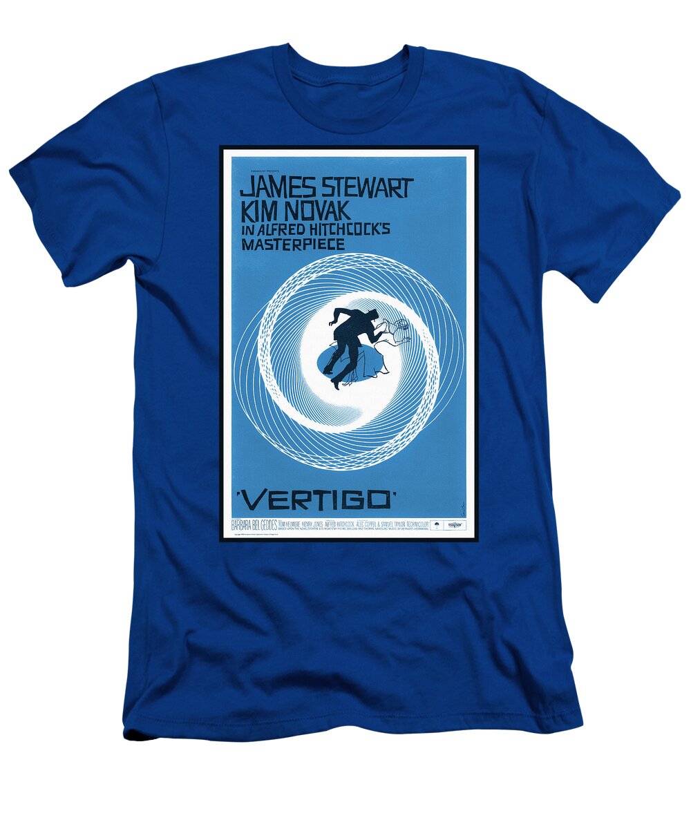 Vertigo Classic Retro Vintage Movie Advertising Poster 1958 Blue Carol Japp T-Shirt