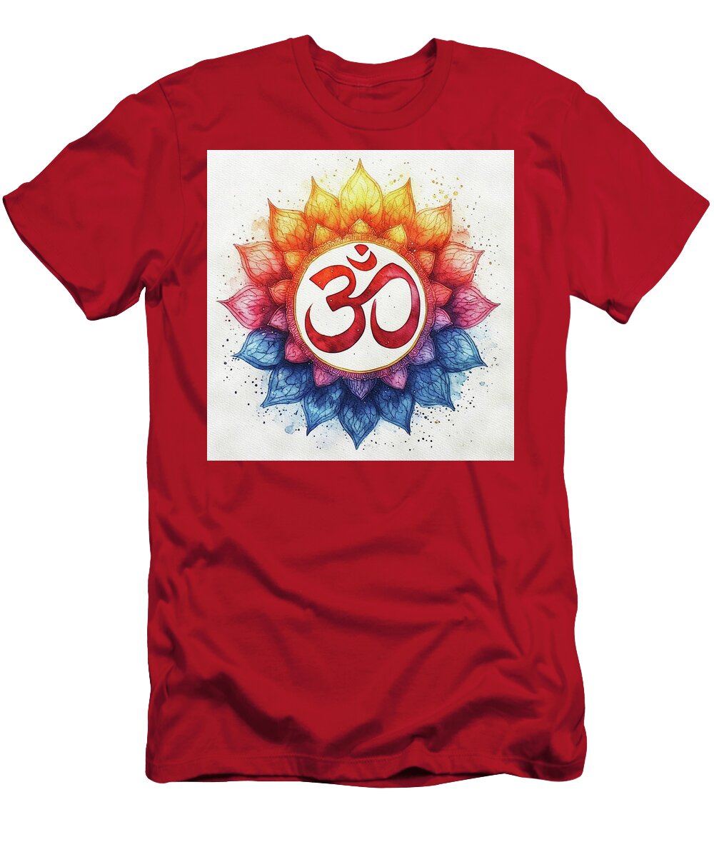 Vibrant Mandala with Om Symbol Pierre Blanchard T-Shirt