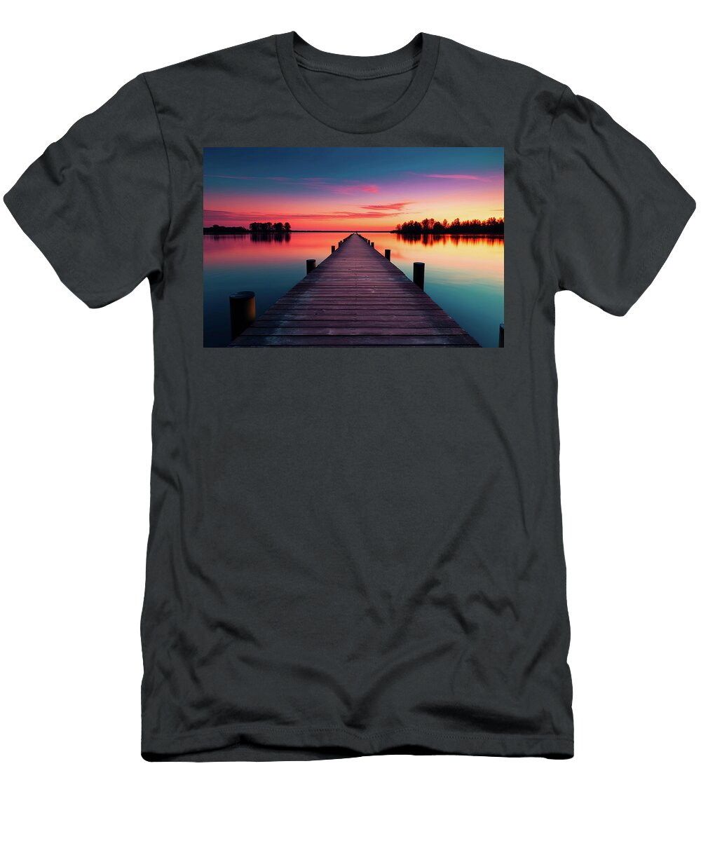 Vibrant Sunset At Pier Athena Mckinzie T-Shirt