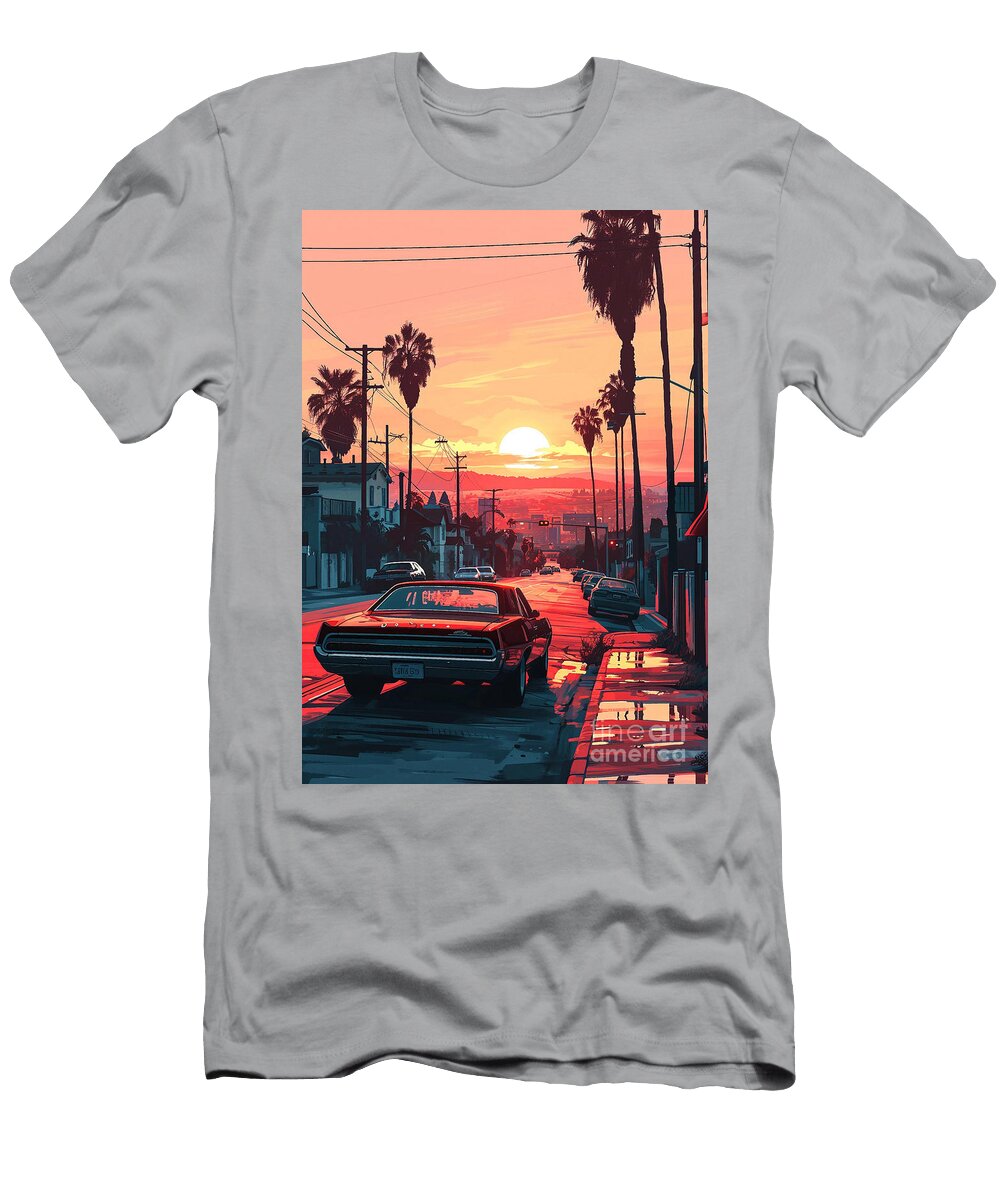 View 1968 Plymouth Gtx 440 Super Commando Muscle Car Sunset Lowell Harann T-Shirt
