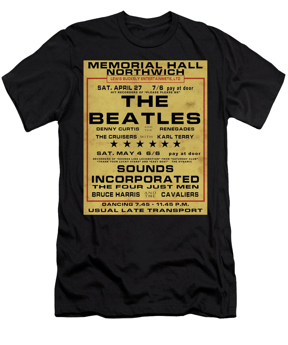 Vintage Beatles Concert Poster Kevin Walker and Pixel Reverie T-Shirt