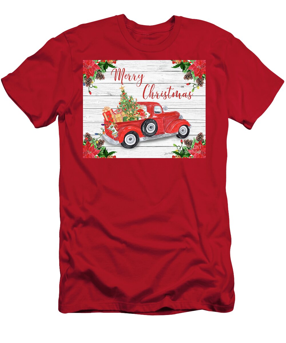 Vintage Red Truck Christmas a Jean Plout T-Shirt