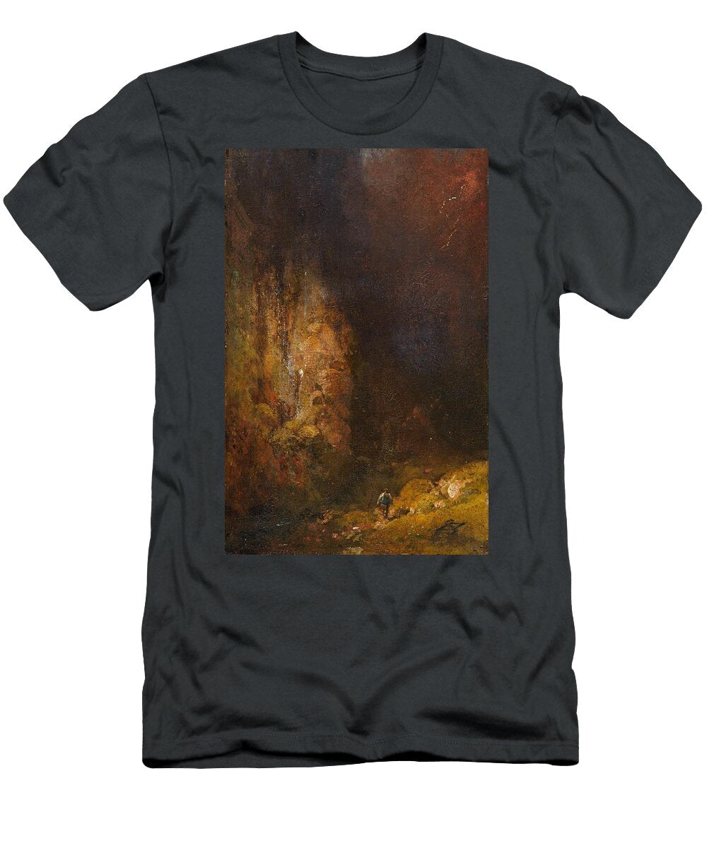 Wanderer in Der Gebirgsschlucht Bei Gewitter Ca Art Carl Spitzweg German T-Shirt