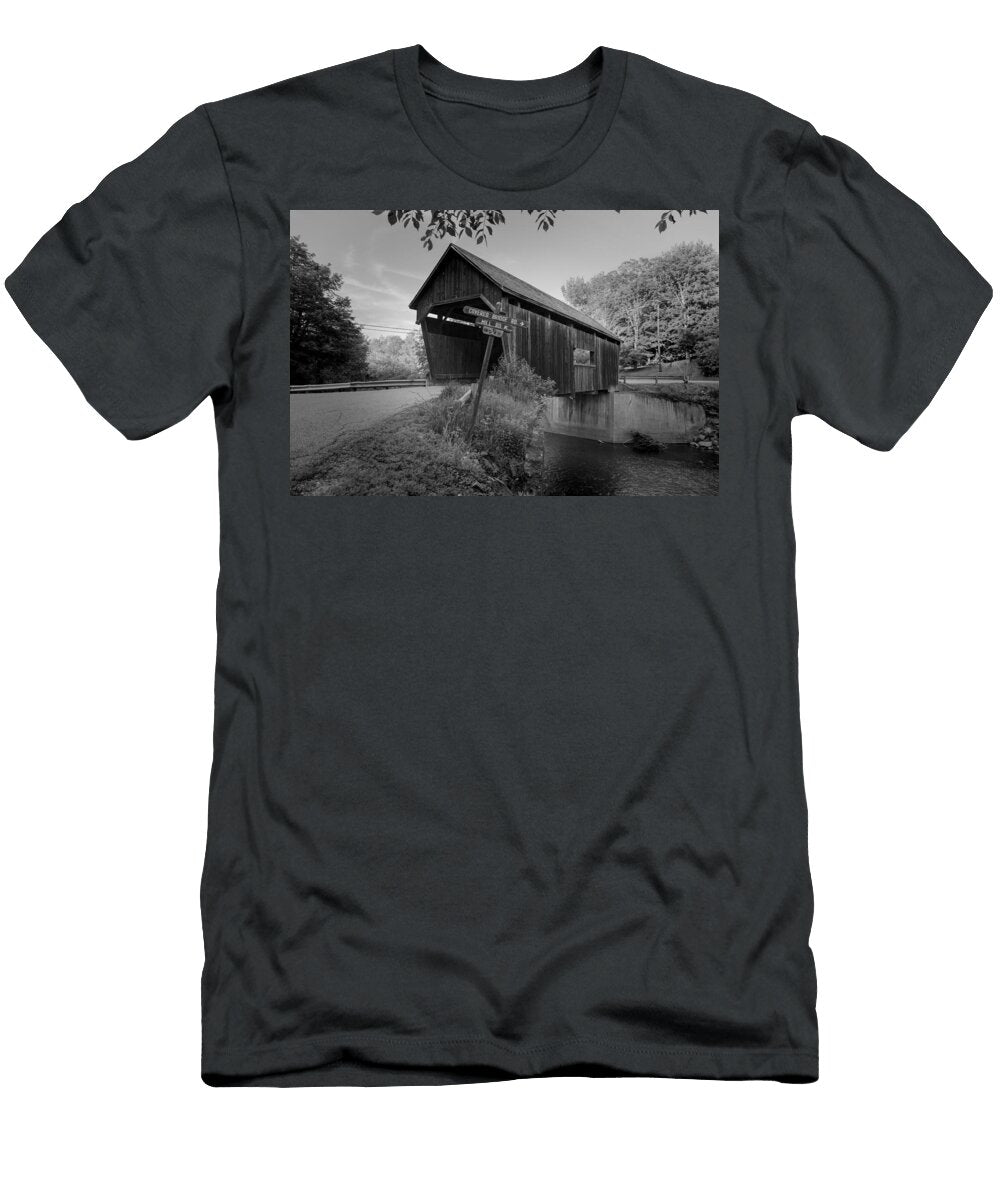 Warren Covered Bridge Black and White Stephen Stookey T-Shirt