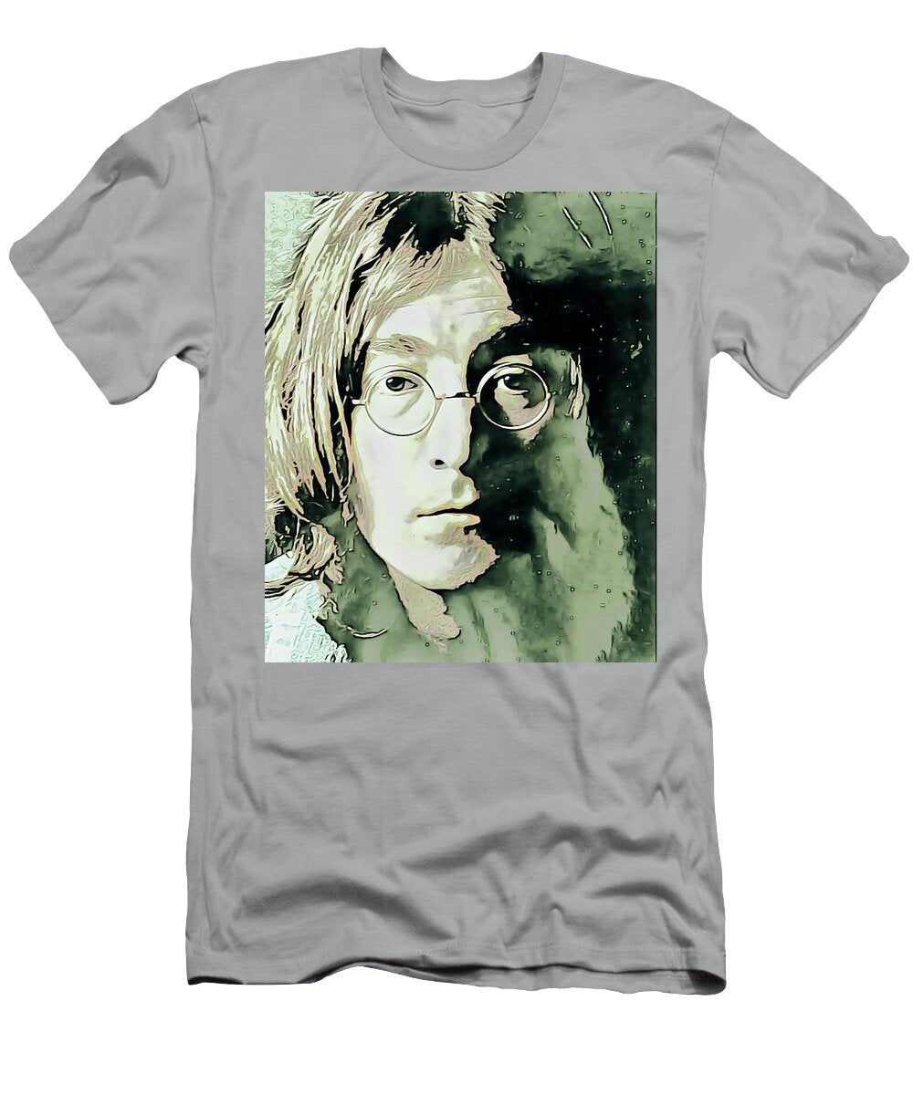 Watercolor and Ink Sketch of John Lennon Elaine Plesser T-Shirt