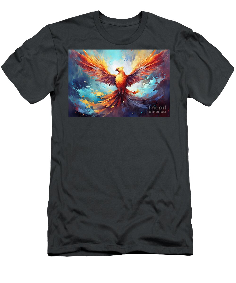 Watercolor Illustration of a Powerful Epic Legendary Phoenix Spr N Akkash T-Shirt