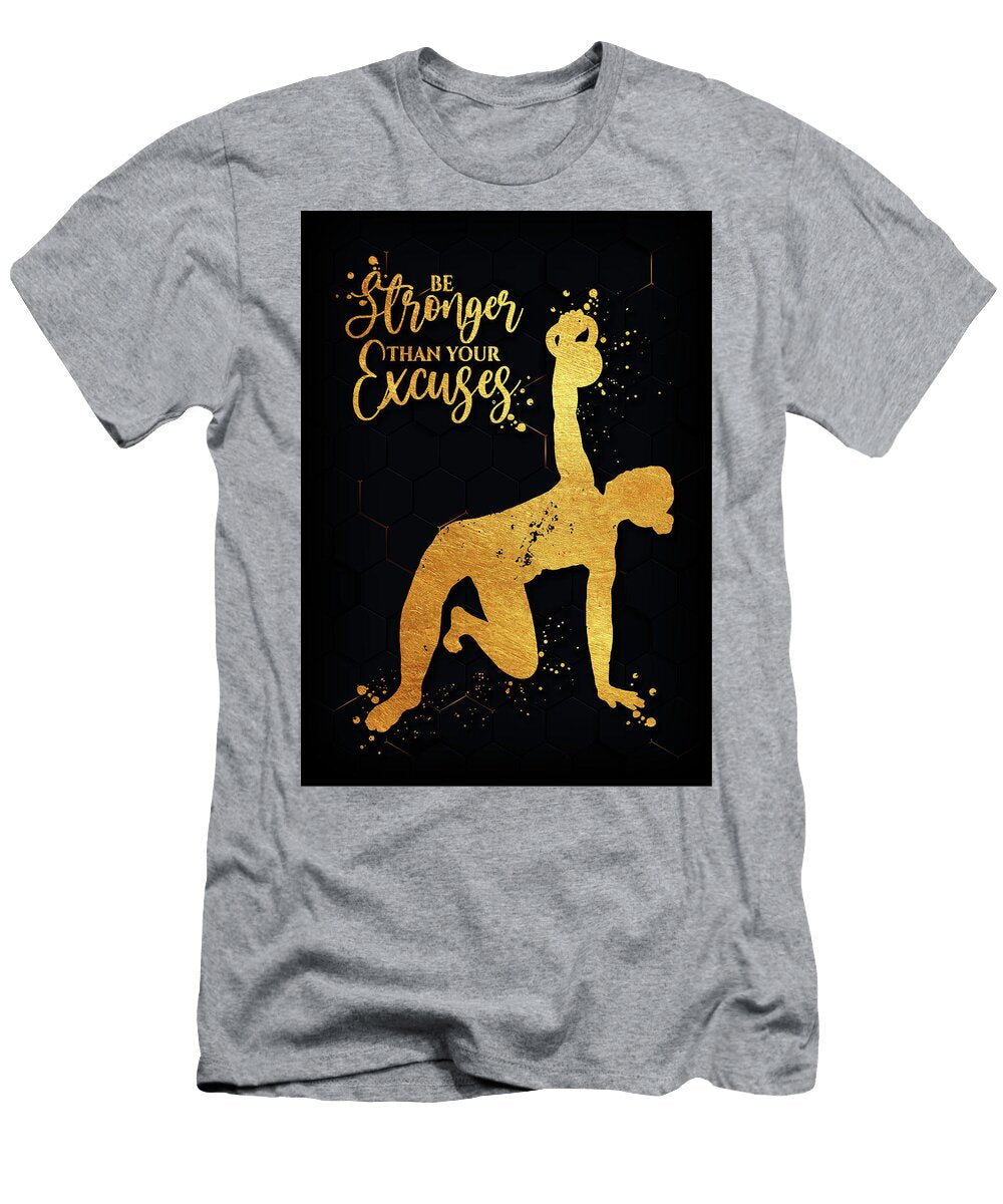 Watercolor Kettlebell Art Watercolor Print Be Strong Quote Female Weightlifter Gift Motivational Wal Leith Huber T-Shirt