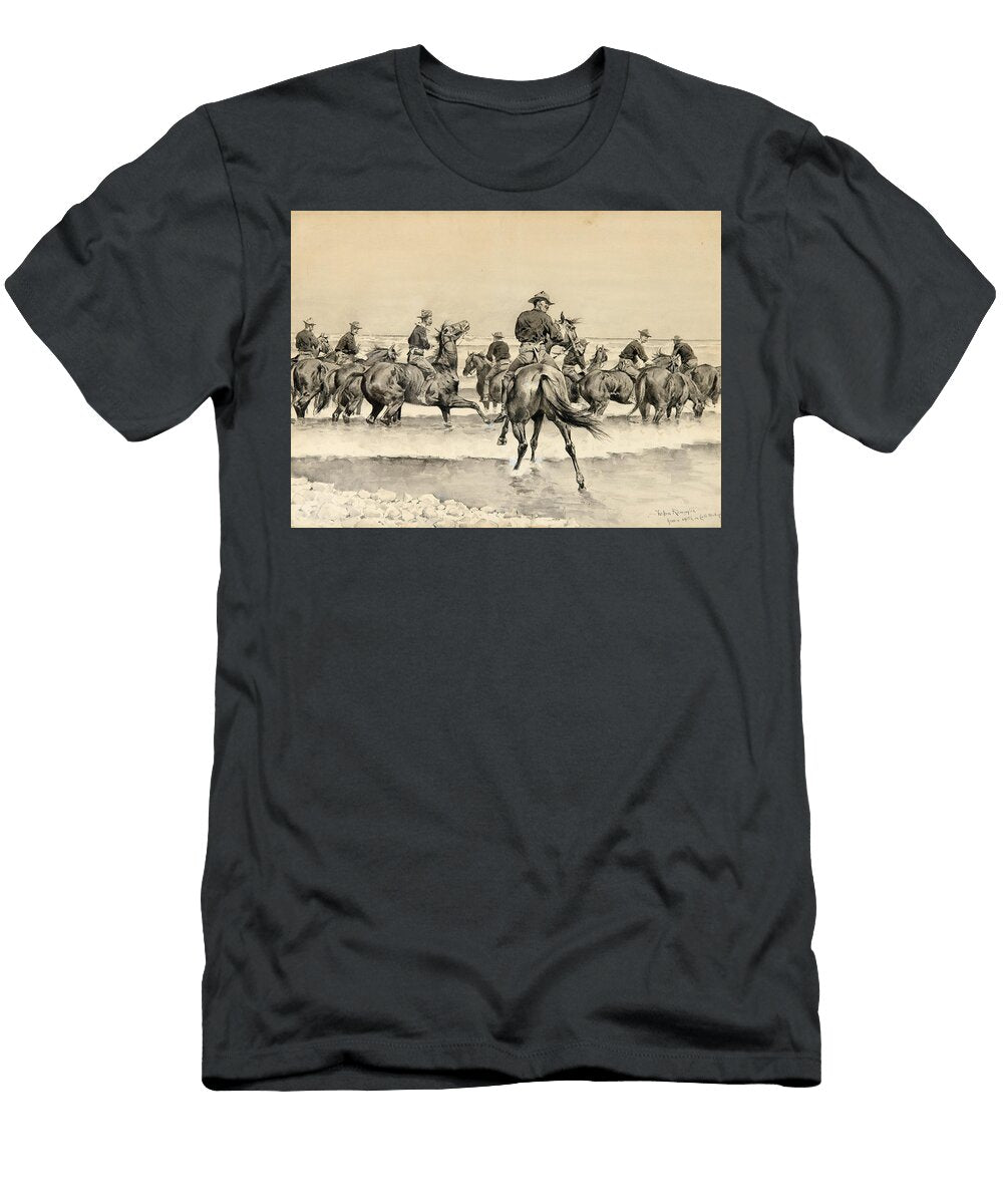 Watering the Texas Horses of the Third Cavalry in Lake Michigan Frederic Remington T-Shirt