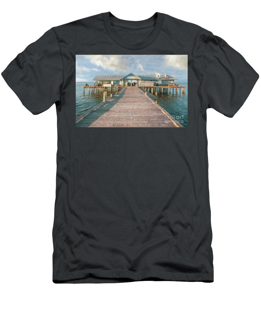 We Love This Pier Anna Maria Island Fl Painterly Liesl Walsh T-Shirt