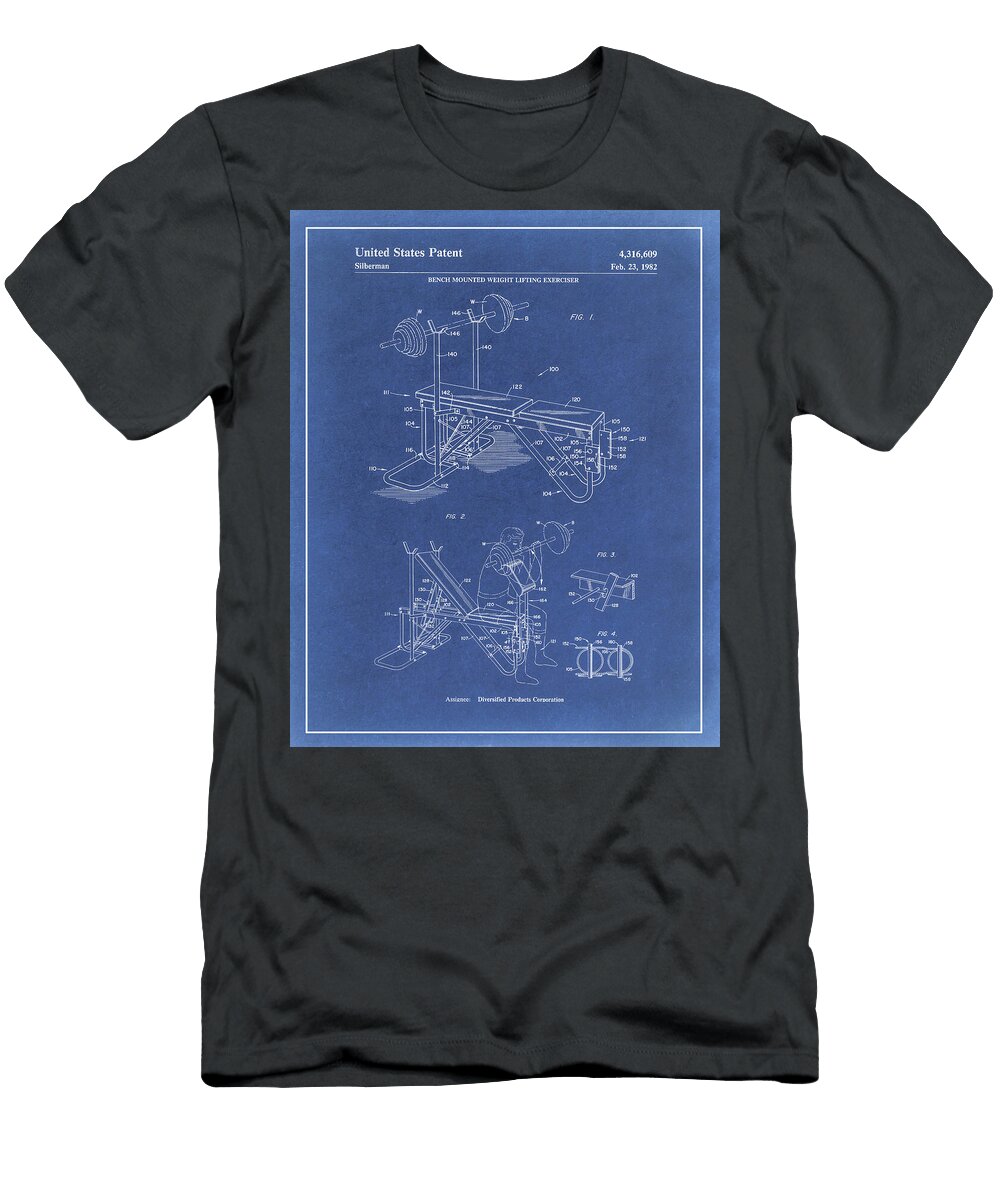 Weight Lifting Bench Patent Blueprint Dale Kincaid T-Shirt