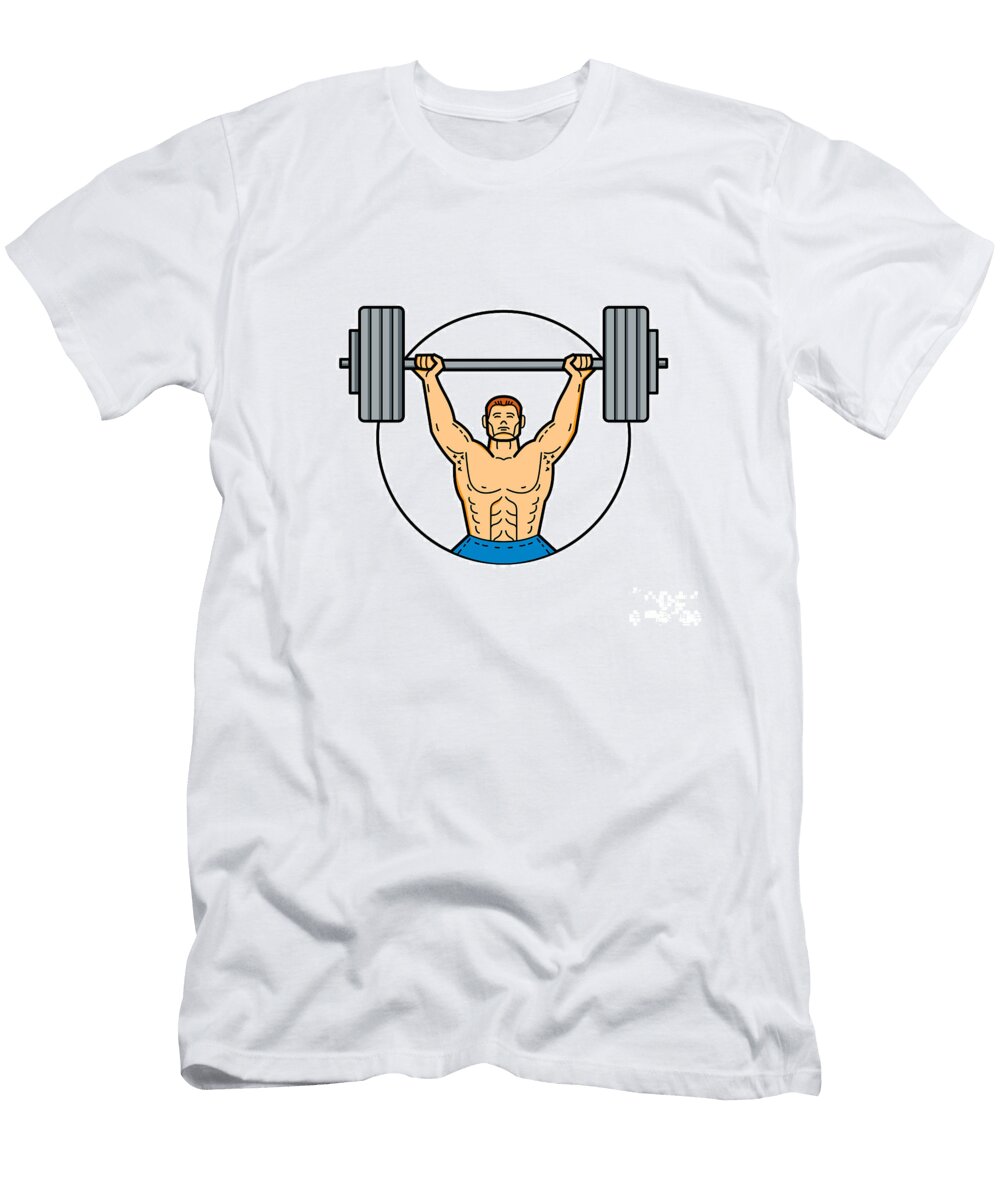 Weightlifter Lifting Barbell Mono Line Art Aloysius Patrimonio T-Shirt