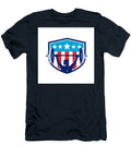 Weightlifter Lifting Barbell Rear Flag Shield Retro Aloysius Patrimonio T-Shirt