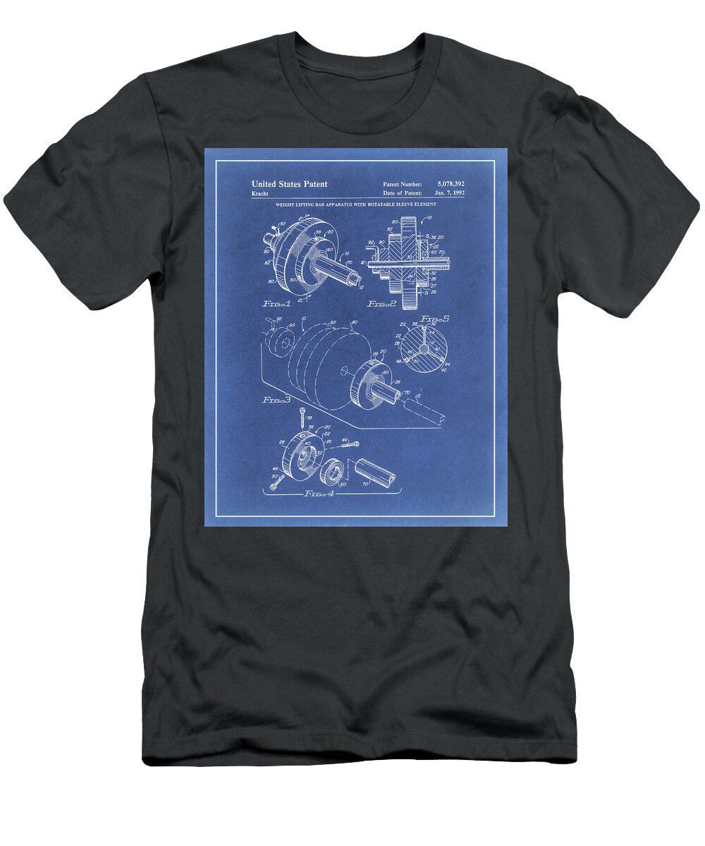 Weightlifting Barbell Patent Blueprint Dale Kincaid T-Shirt