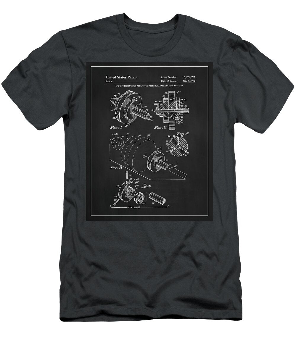 Weightlifting Barbell Patent Drawing Dale Kincaid T-Shirt