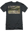 Wet Hardwood Board with Cracks Filled with Green Moss Close Up Dorin Puha T-Shirt