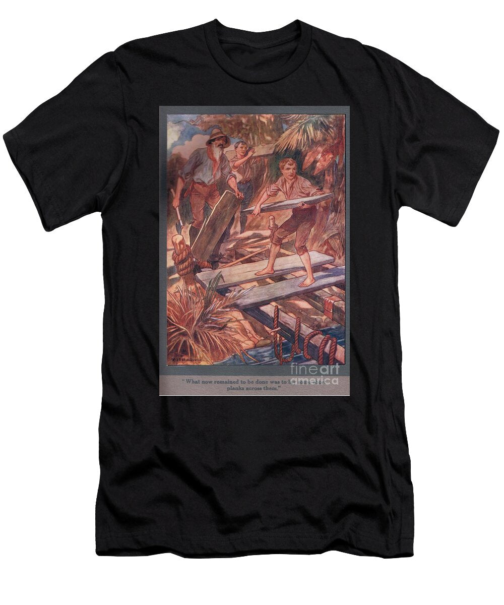 What Now Remained to Be Done Was to Lay Some Short Planks Accross Them Thomas Heath Robinson T-Shirt