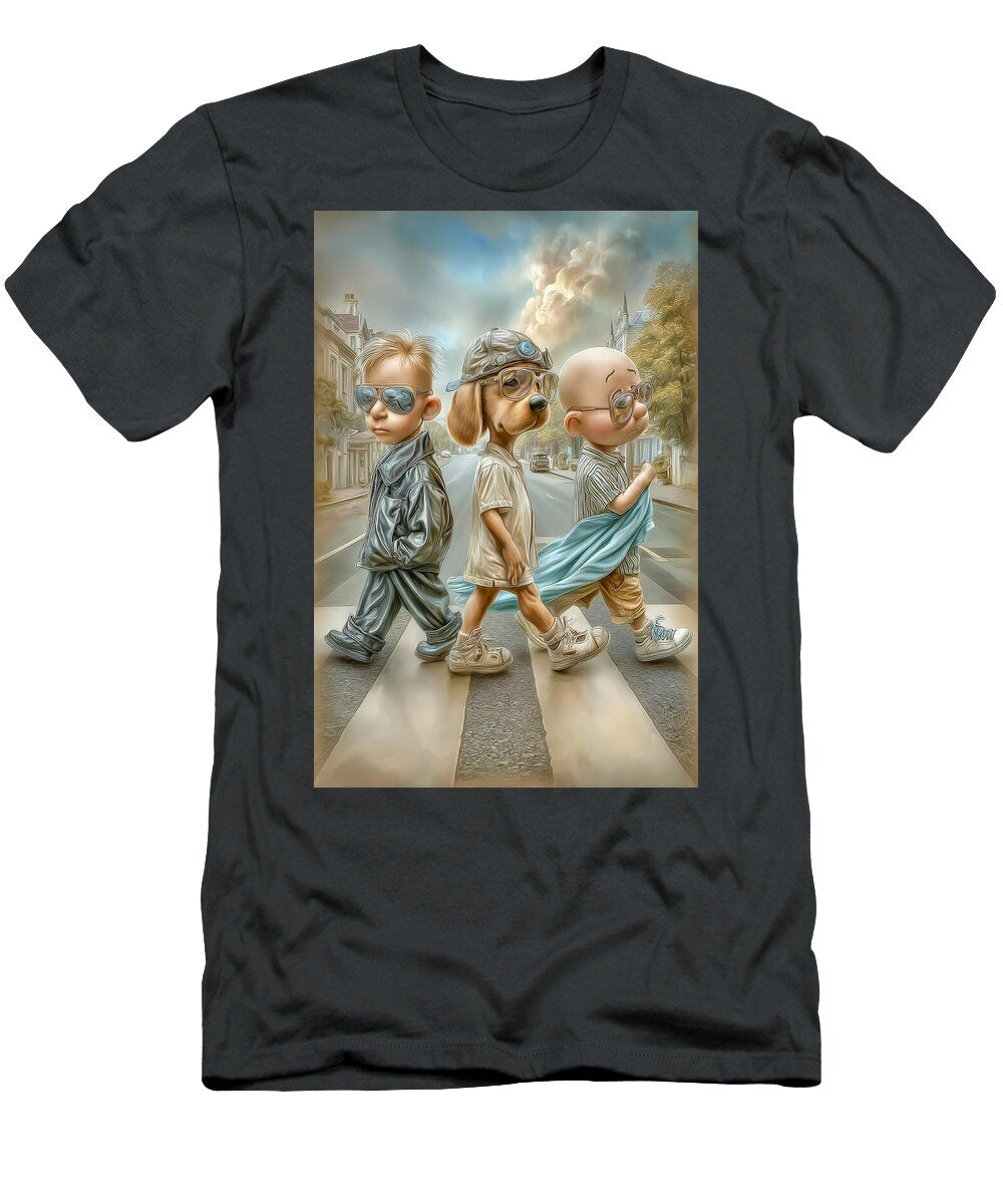 Whimsical Abbey Road Crossing Kevin Walker and Pixel Reverie T-Shirt