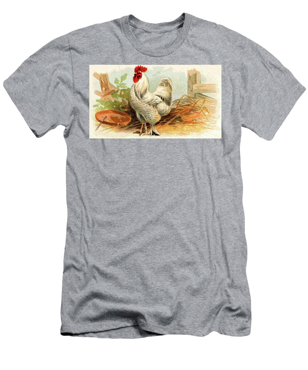 White Cochin Rooster Vintage Animal Illustration Picked and Shared T-Shirt