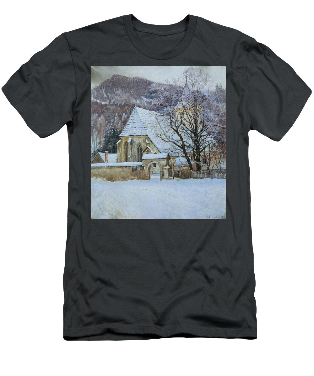 Winter Im Rosenthal Bei Kapellen Steiermark Mit Altgotischer Kirche Art Georg Holub Czech T-Shirt