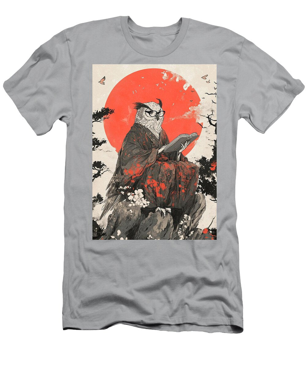 Wise Owl in a Japanese Inspired Setting Rhys Jacobson T-Shirt