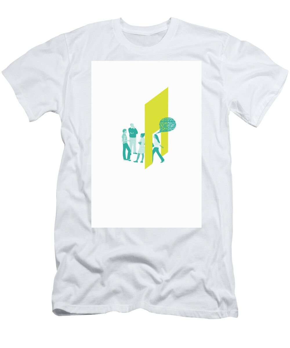 Woman with Speech Bubble Walking Ikon Ikon Images T-Shirt