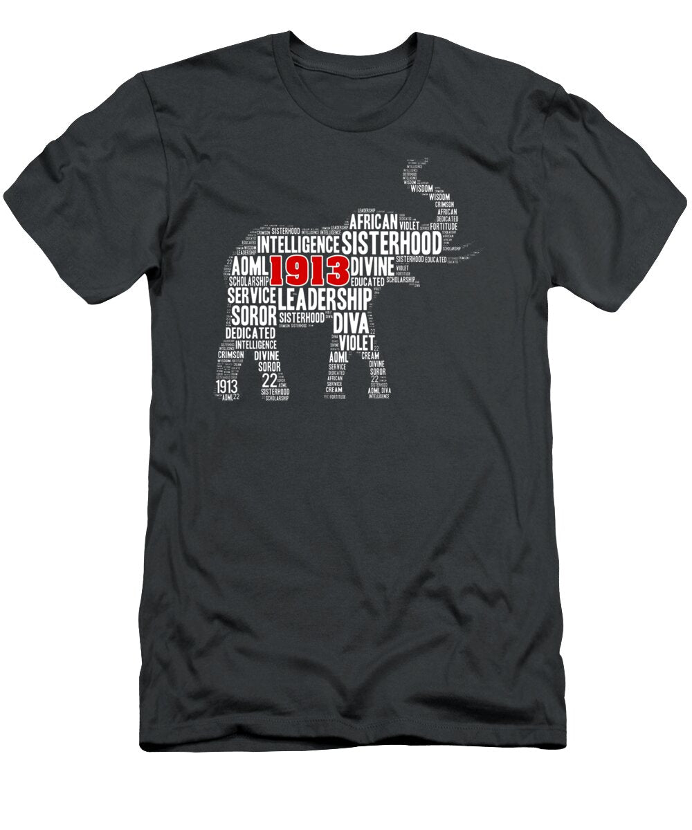 Womens Delta1913 Sorority Elephant Sigmatheta Words Hamdoe Aleam T-Shirt