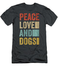 Womens Vintage Retro Peace Love and Dogs V Neck Ngoa Doai Huynh T-Shirt