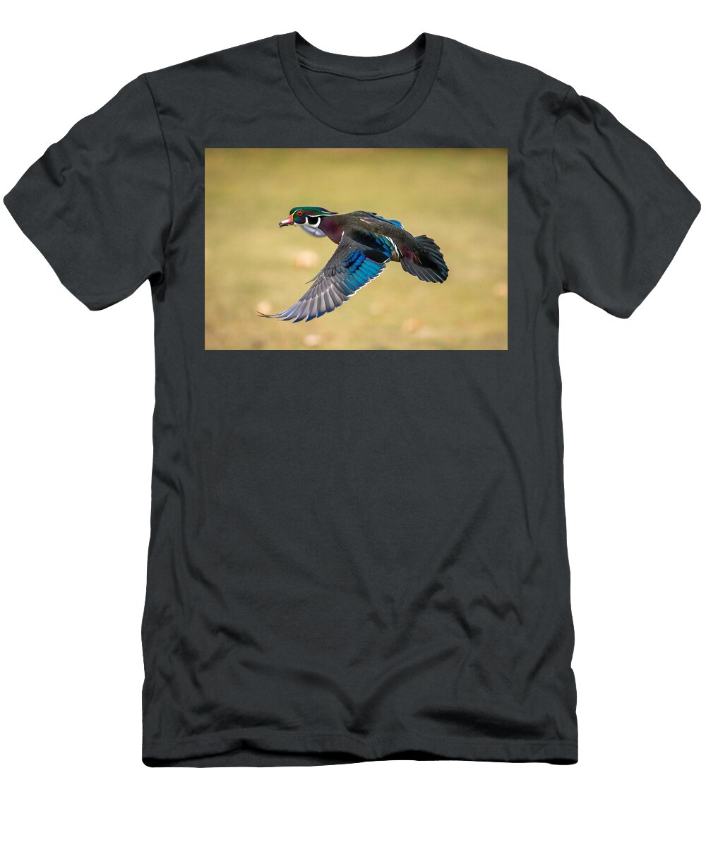 Wood Duck Drake Flying Lynn Hopwood T-Shirt