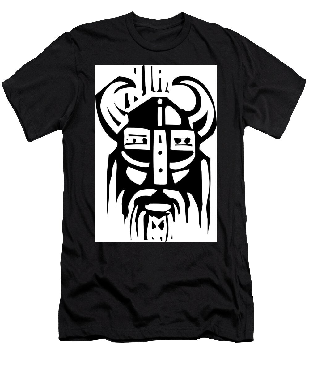 Woodcut Viking Face Jeffrey Thompson T-Shirt