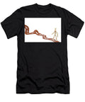 Wooden Mannequin Walking on a Brown Leather Wavy Road Journey T Dorin Puha T-Shirt
