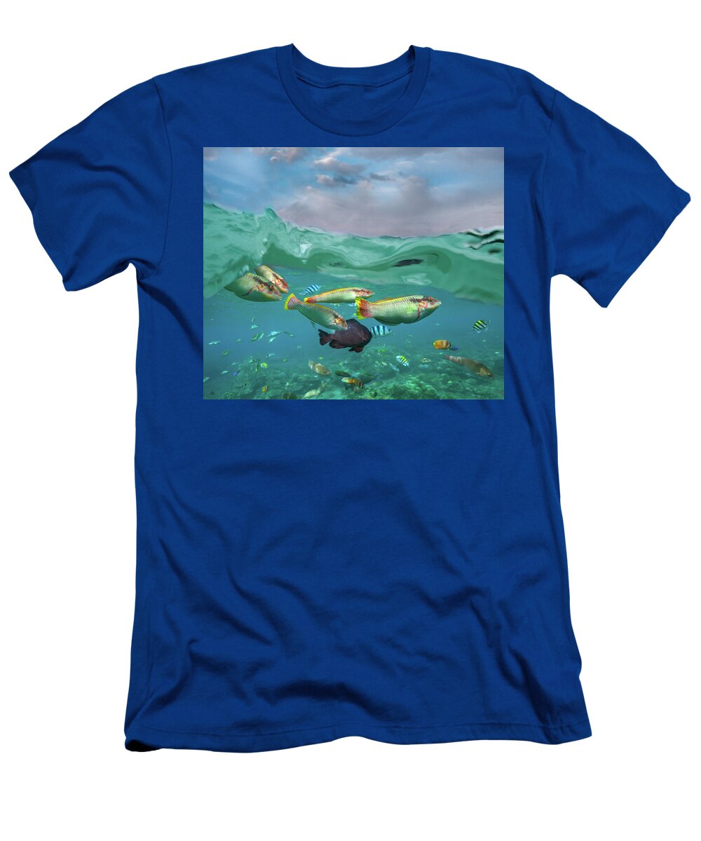 Wrasse Surgeonfish and Sergeant Major Damselfish Negros Oriental Philippines Tim Fitzharris T-Shirt