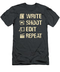 Write Shoot Edit Repeat Funny Filmmaker Director Movie Lover Aarlab Klaid T-Shirt