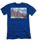 Wvu Frat Houses with Sneakers on Power Line in Morgantown Mark Lambert T-Shirt